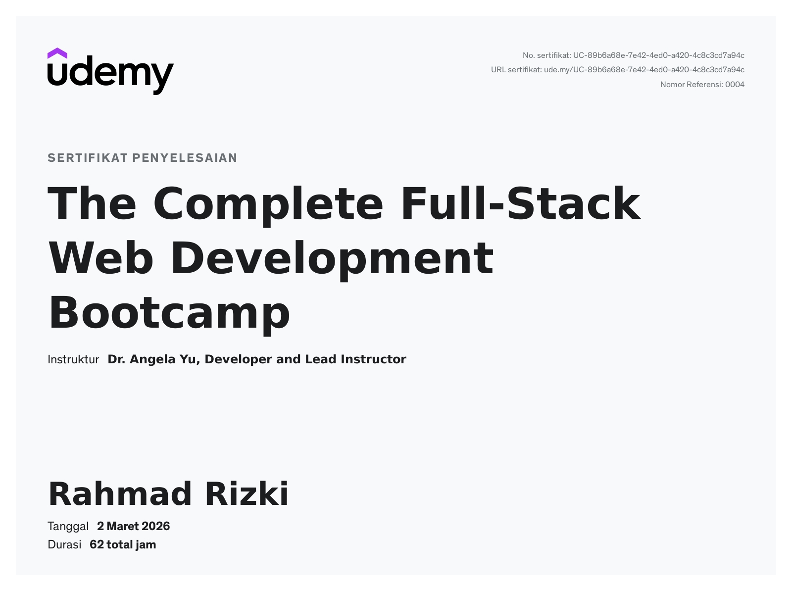 Fullstack Web Development Bootcamp