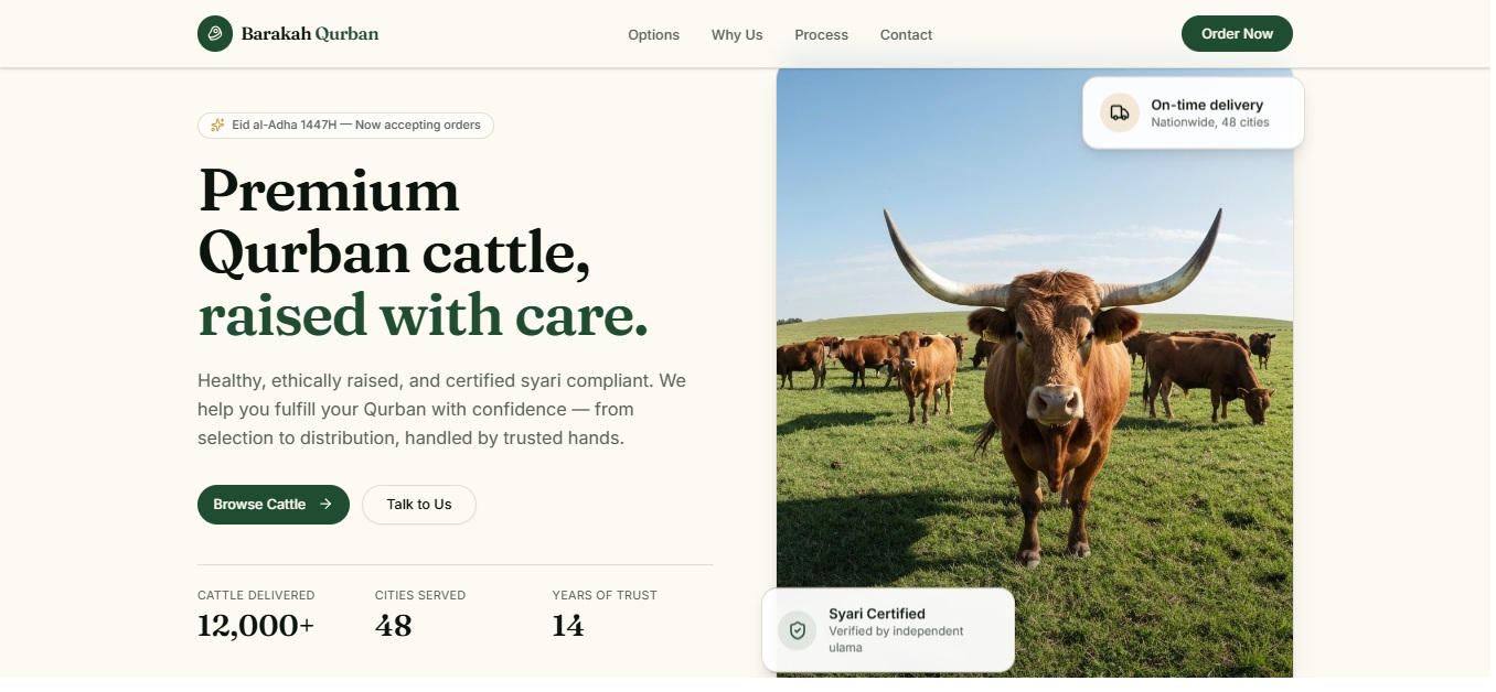 Barakah Qurban — Premium Landing Page